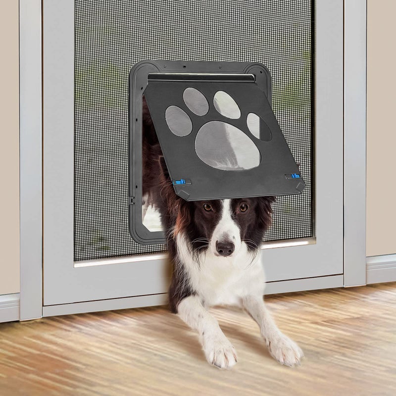 PETLESO Dog Door for Screen Door, Pet Door for Screen Lockable Pet Sliding Door for Small to Large Dogs, Inner Size 12"Ã—14" - Image 1